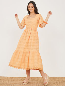 Styli - Broderie Anglaise Tiered Midi Dress