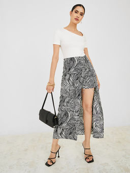 Styli - Swirl Print Pencil Fit Overlay Skirt