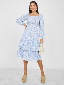 Styli - Paisley Print Square Neck Shirred Top