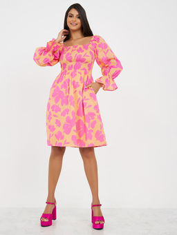 Styli - Smoked Full Sleeve Knee Length Dress