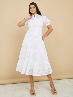 Styli - Puff Sleeve Shirt Midi Dress