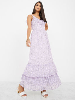Styli - Ditsy Floral Print Ruffle Detail Maxi Dress