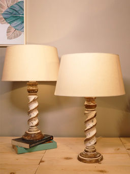 Homesake - Rustic Table Lamp 2Pcs Rope Whitewash Khaki