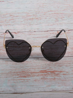 DukieKooky - Unisex Kids Heart Shape Golden Frame and Black Lens Butterfly Sunglasses