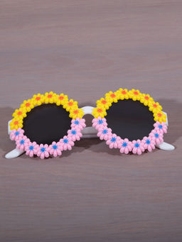DukieKooky - Unisex Kids Yellow and Pink Floral Sunglasses Boys and Girls