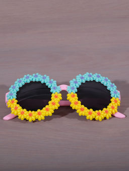 DukieKooky - Unisex Kids Blue and Yellow Floral Sunglasses Boys and Girls