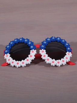 DukieKooky - Unisex Kids Blue and White Floral Sunglasses Boys and Girls