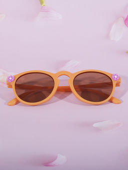 DukieKooky - Unisex Kids Peach Sunglasses with Flowers