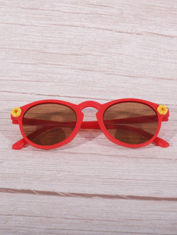 DukieKooky - Unisex Kids Red Sunglasses with Flowers