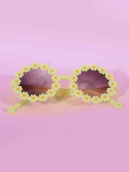 DukieKooky - Unisex Kids Yellow Floral Sunglasses Boys and Girls