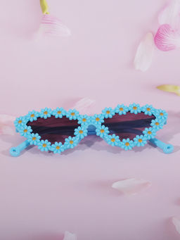 DukieKooky - Unisex Kids Blue Floral Cat-Eye Sunglasses Boys and Girls