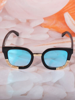 DukieKooky - Unisex Kids Blue Sunglasses With Metal Styling