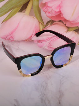 DukieKooky - Unisex Kids Light Blue Sunglasses With Metal Styling