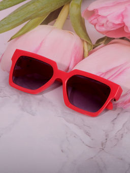 DukieKooky - Unisex Kids Red Sunglasses With Metal Styling
