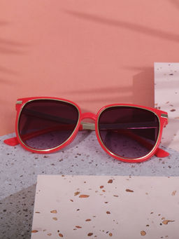 DukieKooky - Unisex Kids Red Frame and Black Lens Sunglasses With Metal Hinge