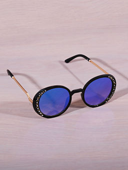 DukieKooky - Unisex Kids Black and Blue Sunglasses With Studs on Frame