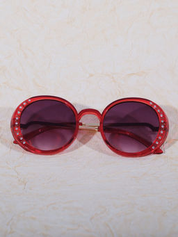 DukieKooky - Unisex Kids Red and Black Sunglasses With Studs on Frame
