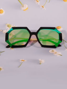 DukieKooky - Unisex Kids Light Green Hexagonal Sunglasses