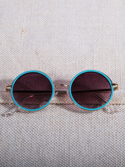 DukieKooky - Kids Black Lens and Blue Frame Round Sunglasses