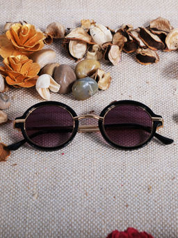 DukieKooky - Kids Black Lens and Black Frame Round Sunglasses