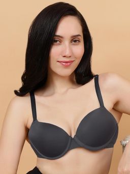SOIE - Womens Grey Padded Wired Medium Coverage Everyday Push Up Bra