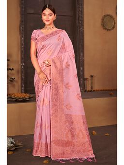 EXCLUSIVA - Lavender Cotton Saree with Unstitched Blouse