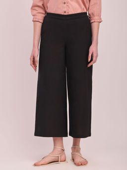 Pink Fort - Cotton Solid Culottes - Black