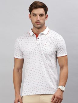 Classic Polo - Mens Printed Grey Cotton Slim Fit Half Sleeves Polo T-Shirt