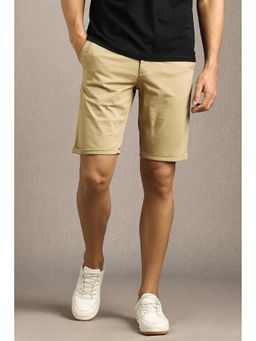 Louis Philippe - Men Beige Solid Shorts