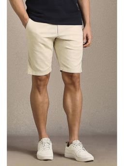 Louis Philippe - Men Beige Textured Shorts