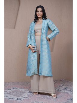 Alaya by Stage3 - Resham Blue Blouse and Pant with Jacket (Set of 3)