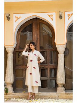 INDYES - Printed Cotton A-Line Kurta with Pant (Set of 2)