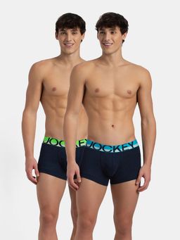 Jockey - FP03 Men Super Combed Cotton Rib Solid Trunk - Navy (Pack of 2)