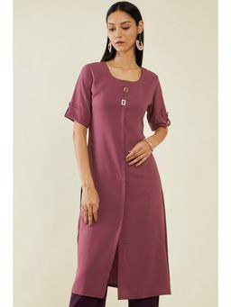 Soch - Women Pink Viscose Solid Kurta