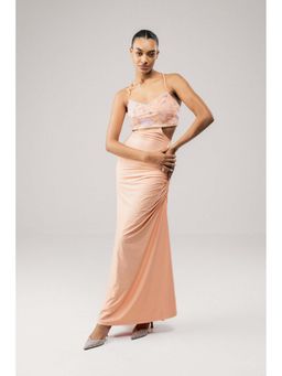 SOTBELLA - Peach Embellished Bodice Maxi Dress