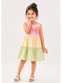 Shopbloom - Girls Multi-Color Tiered Seersucker Stripes Dress