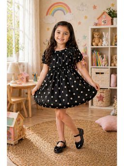 Shopbloom - Girls Midnight Black Polka Dot Charm Dress