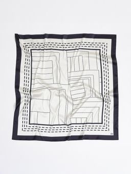 FableStreet - Satin Printed Scarf - Off White