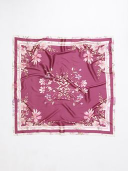 FableStreet - Satin Floral Scarf - Wine