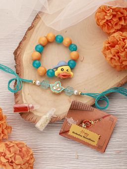 Saraf RS Jewellery - Flower & Cute Duck Bracelet & Rakhi with Roli Chawal