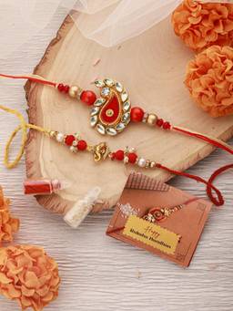 Saraf RS Jewellery - Ganesha & Carry Ethnic Handcrafted Thread Rakhi's with Roli Chawal (Pack of 2)
