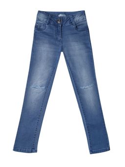 TINY GIRL - Mild Distress Detail Jeans - Light Blue