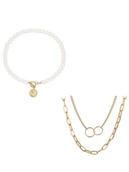 Jewels Galaxy - Jewellery For Women Gold-Plated Layered Necklace (Set of 2)