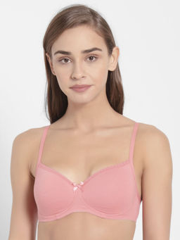 Jockey - 1723 Wirefree Padded Cotton Elastane Medium Coverage T-shirt Bra-Candle Peach