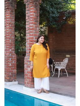 Desi Noor - Plus Size Mustard Pintex Kurta