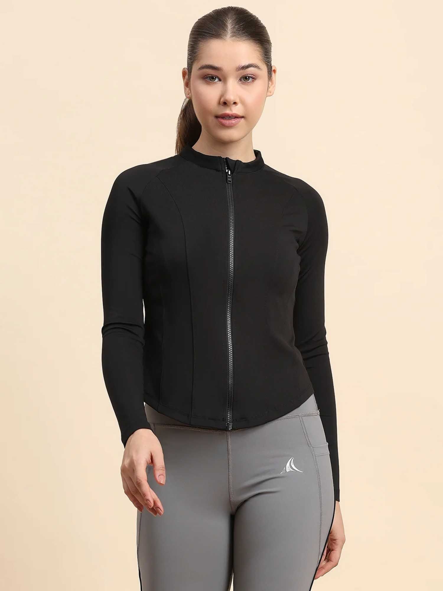 fitleasure Black Solid Slim Jacket-picture-34
