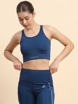 Fitleasure - Blue Solid Regular Sports Bra