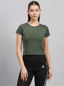 Fitleasure - Olive Solid Regular T-Shirt