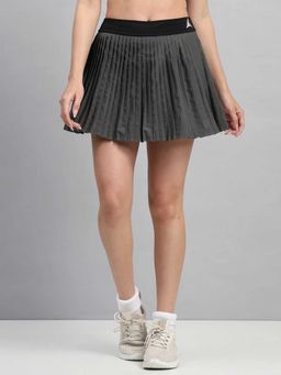 Fitleasure - Grey Solid Polyester Regular Skirt
