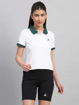 Fitleasure - White Solid Cotton Blend Regular Polo T-shirt